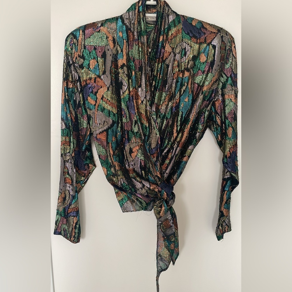 Vintage Colourful Metallic 2-Piece Blouse/Tank Top Set
